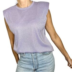 Jane & John Montreal purple metallic silver padded shoulder muscle top